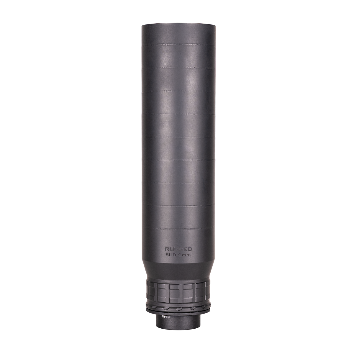 Rugged Suppressors Sub9 9mm subgun and PCC suppressor in black Cerakote with Universal 3 Lug Mount
