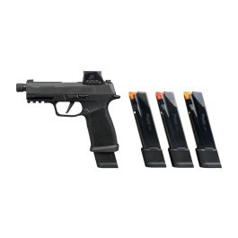 SIG SAUER P365-XMACRO TACOPS ROMEO-X SIG-LOC 9mm pistol with four 21-round magazines