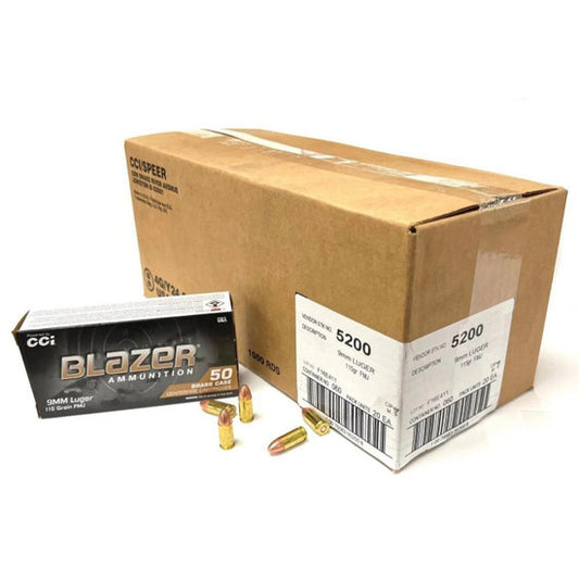 CCI Blazer Brass 9mm Luger Full Metal Jacket (FMJ) Ammunition