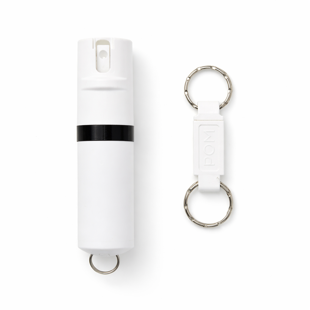 POM pepper spray white keychain model