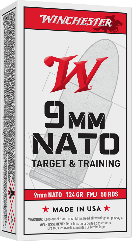 Winchester USA White Box 9mm NATO 124gr FMJ - Box Front