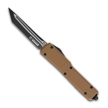 Sandstorm OTF knife tan finish single edge blade